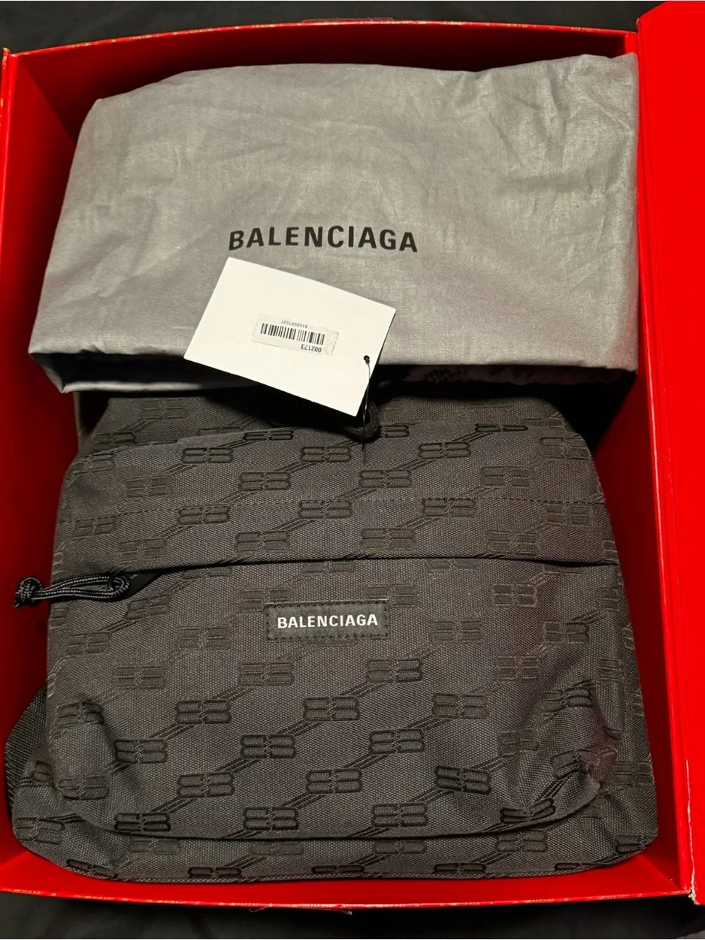 Balenciaga Gray & Black Monogram Backpack w/ Dust Bag & Original Box
